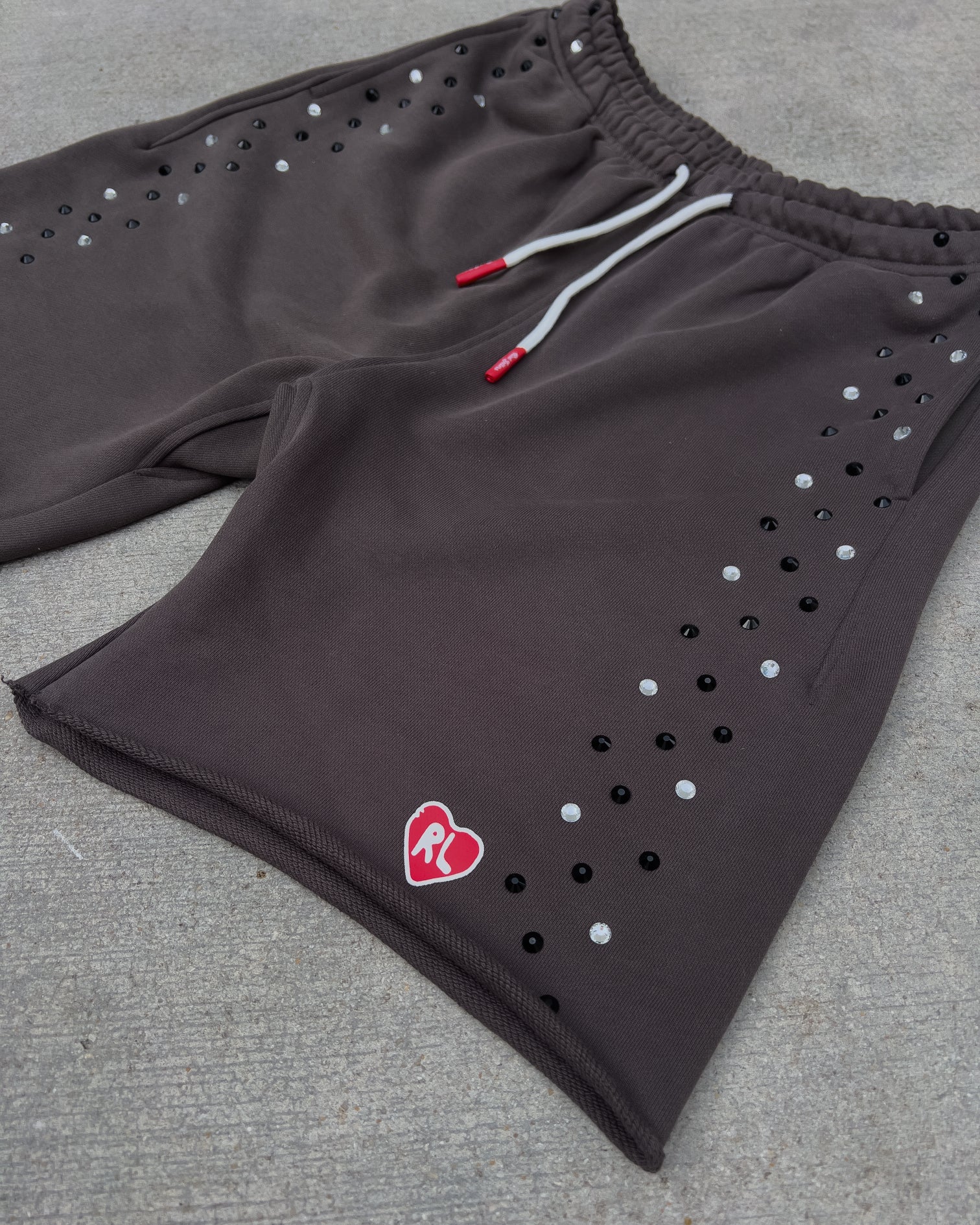 Stoned Sweat Shorts - Charcoal - Red Letters