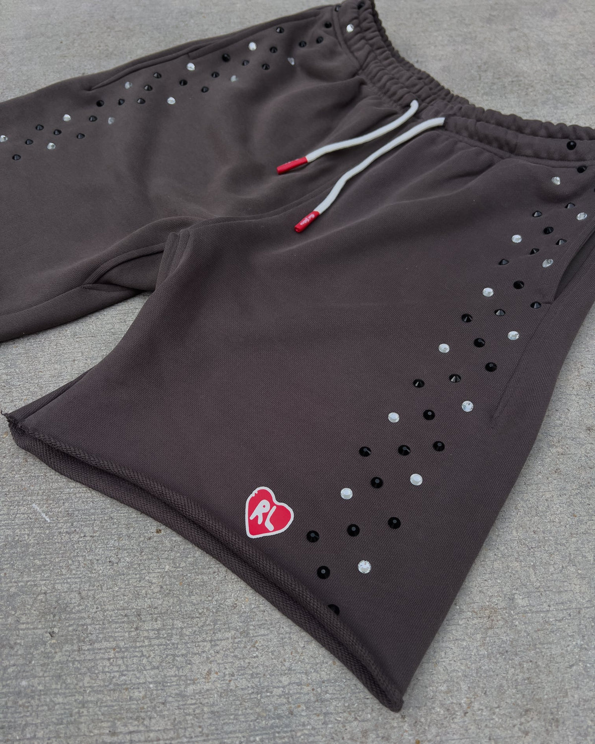 Stoned Sweat Shorts - Charcoal - Red Letters