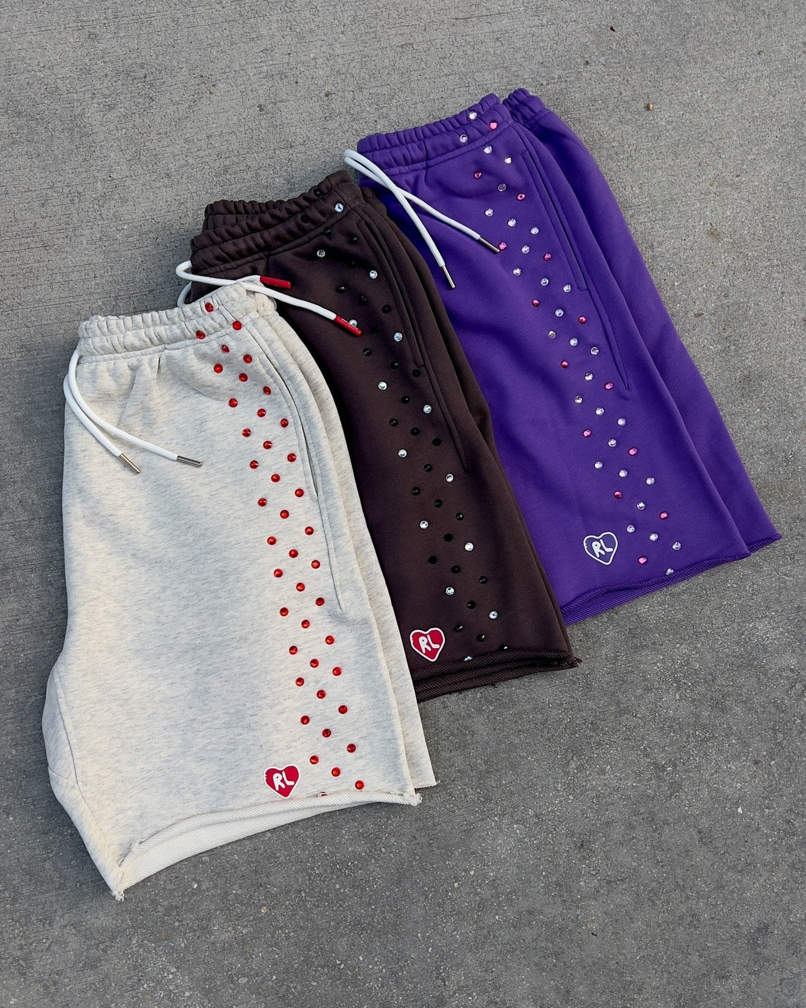 Stoned Sweat Shorts - Heather - Red Letters