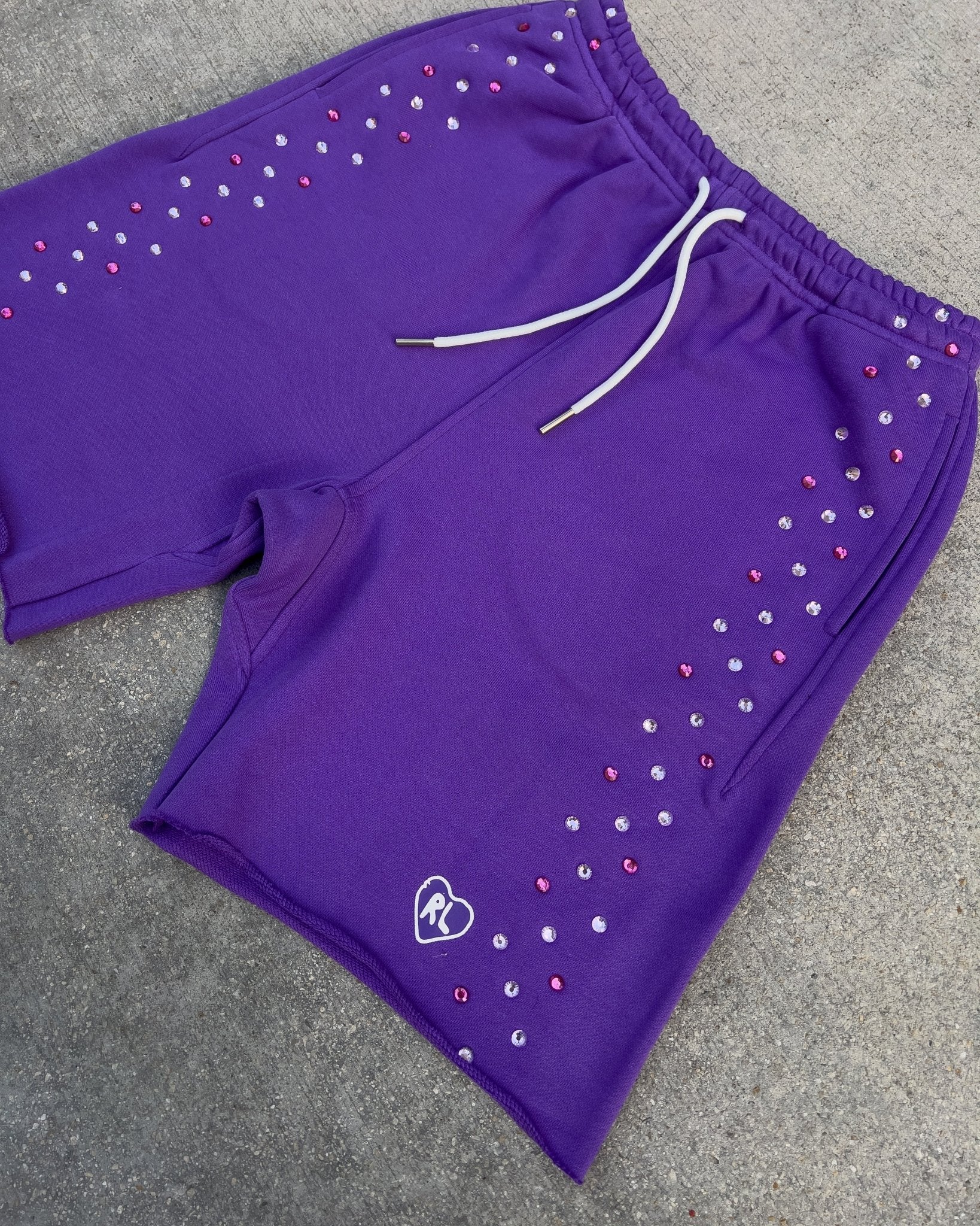 Stoned Sweat Shorts - Purple - Red Letters