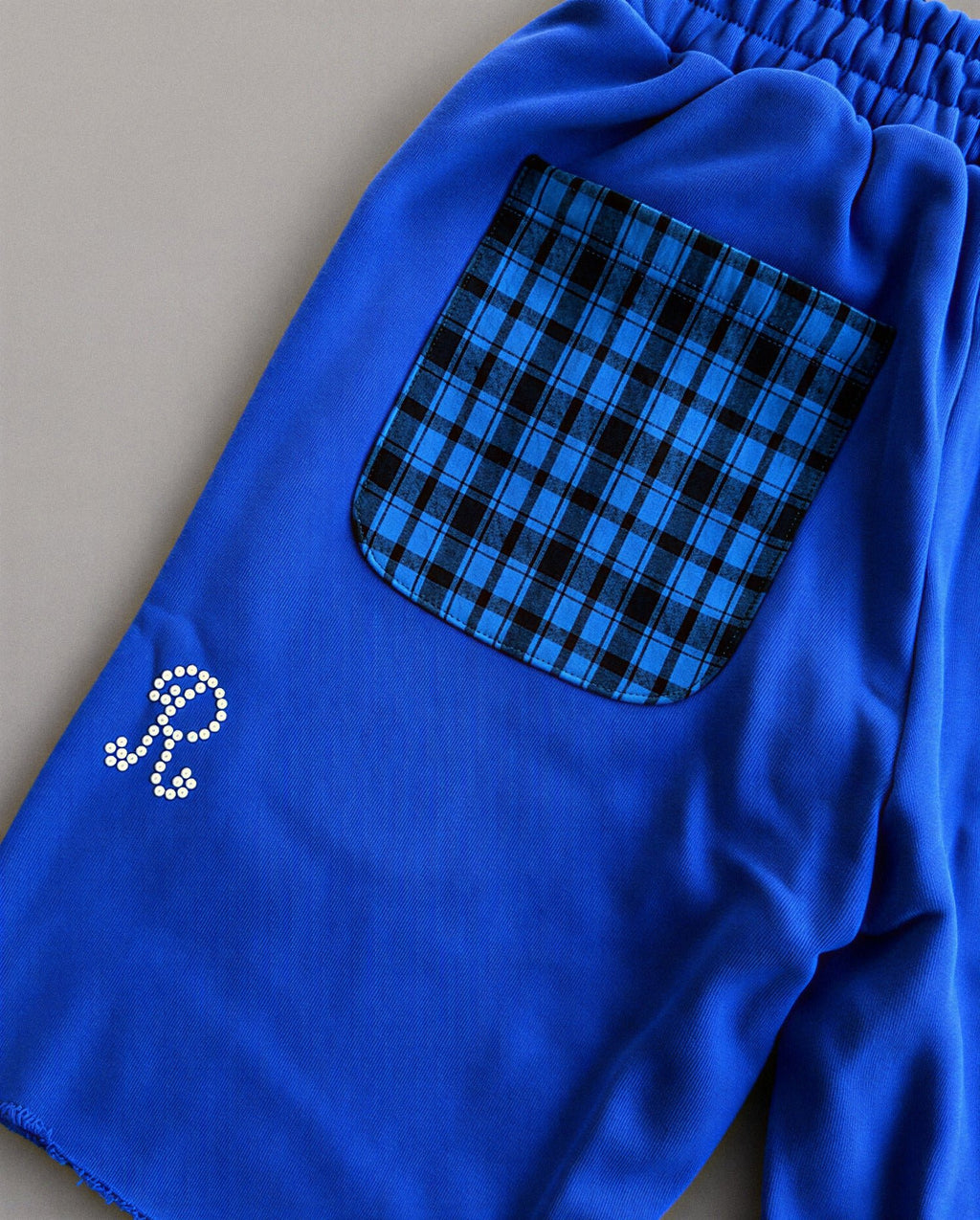 Trust God French Terry Shorts - Royal - Red Letters