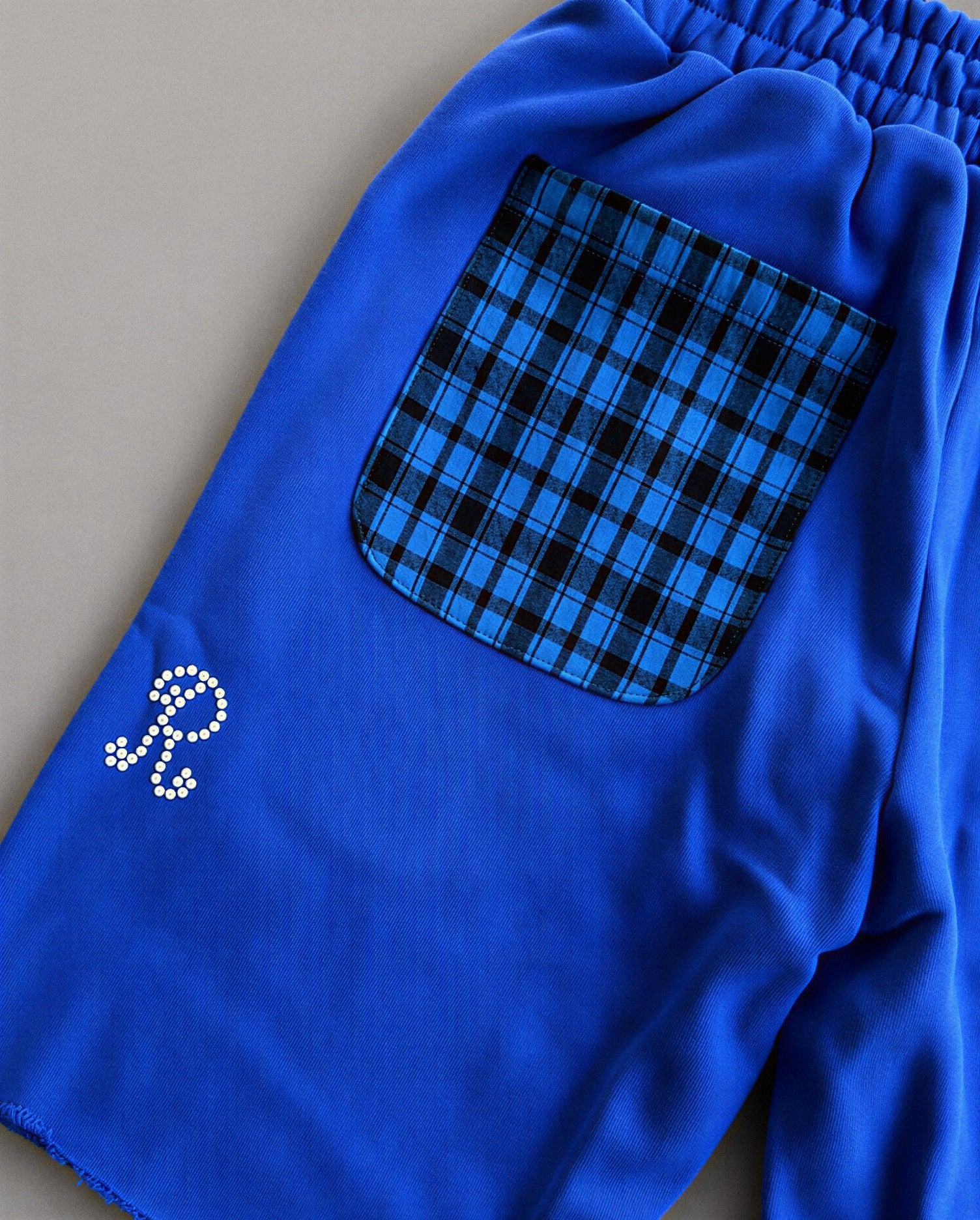 Trust God French Terry Shorts - Royal - Red Letters