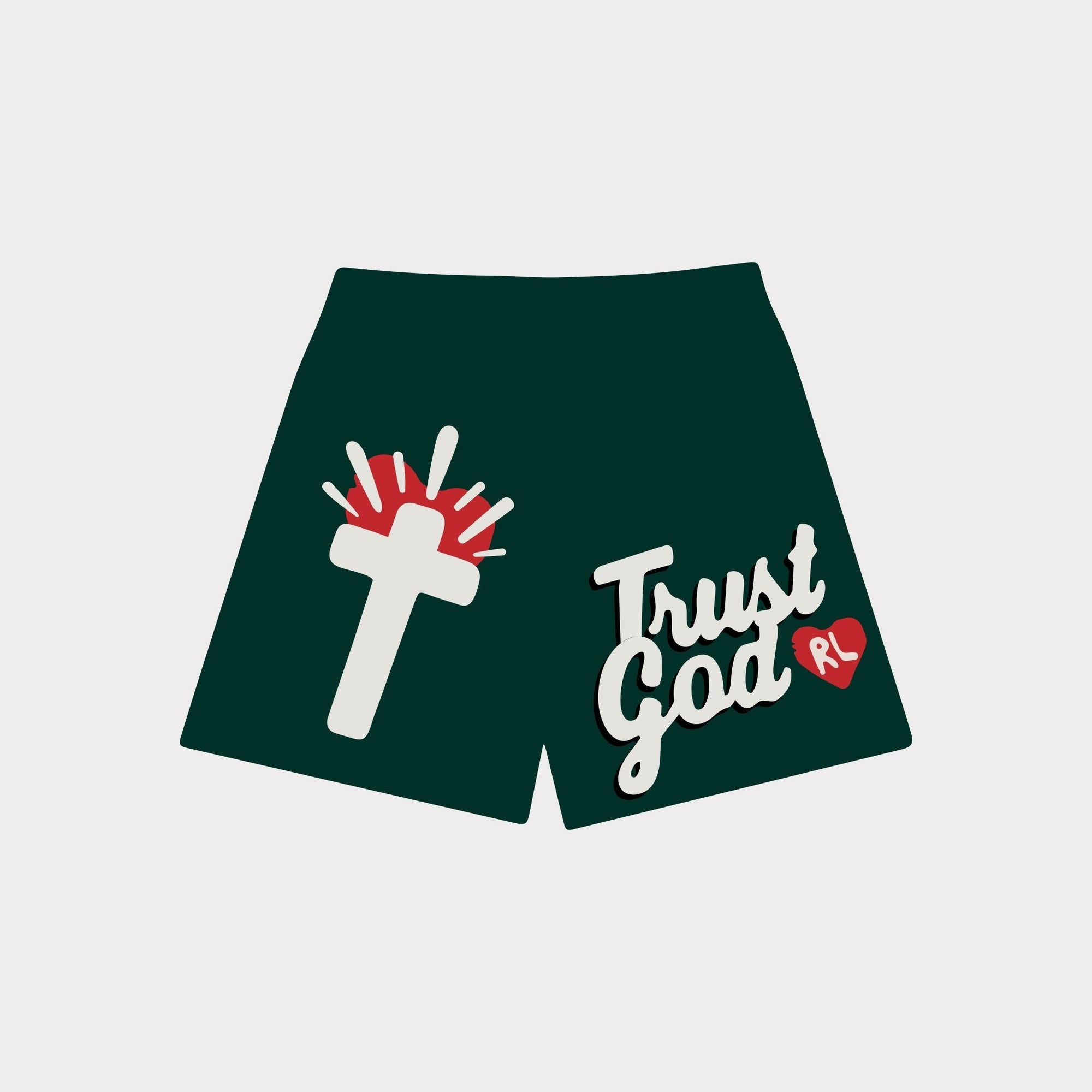 Trust God Mesh Shorts - Forest - RED LETTERS