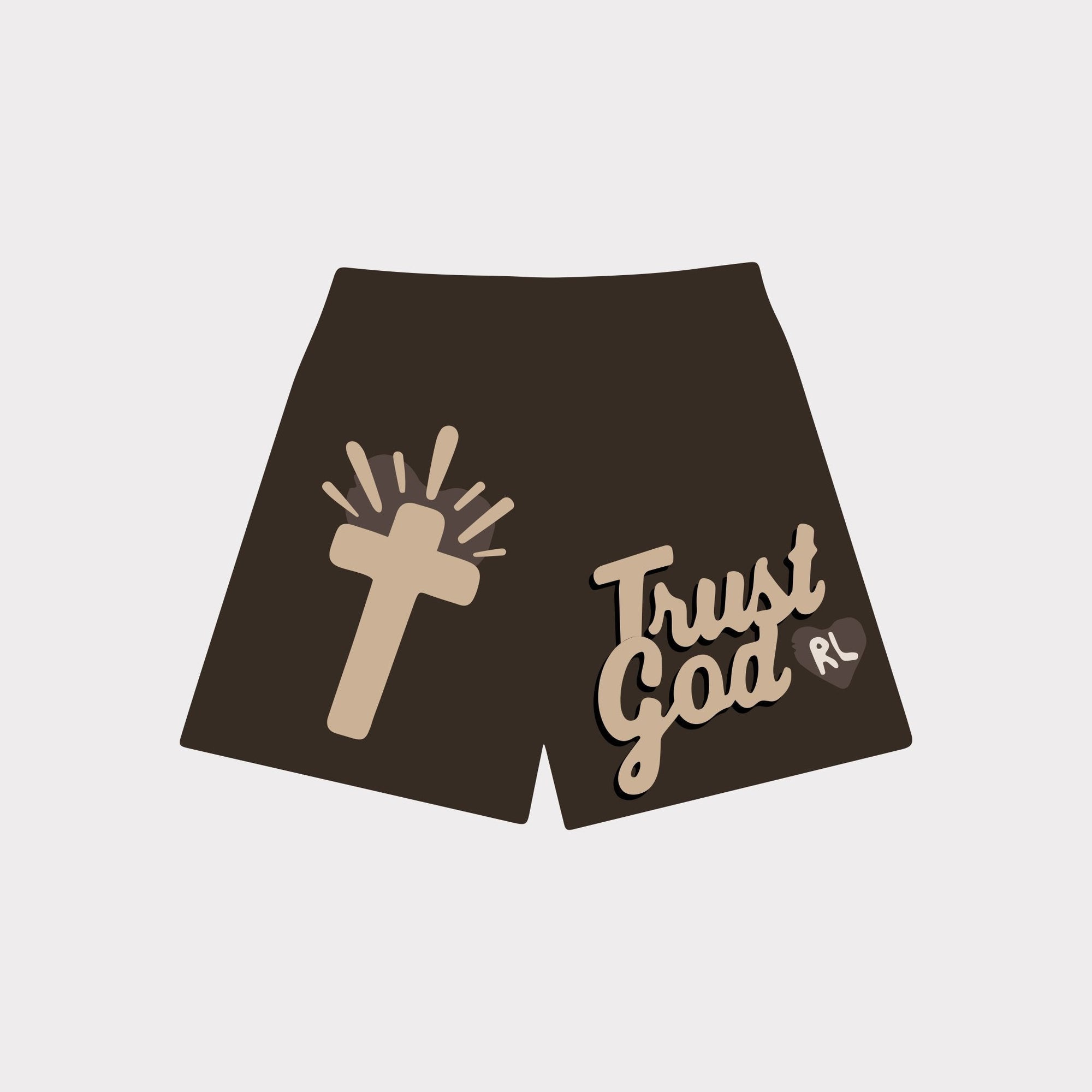 Trust God Mesh Shorts - Mocha - RED LETTERS