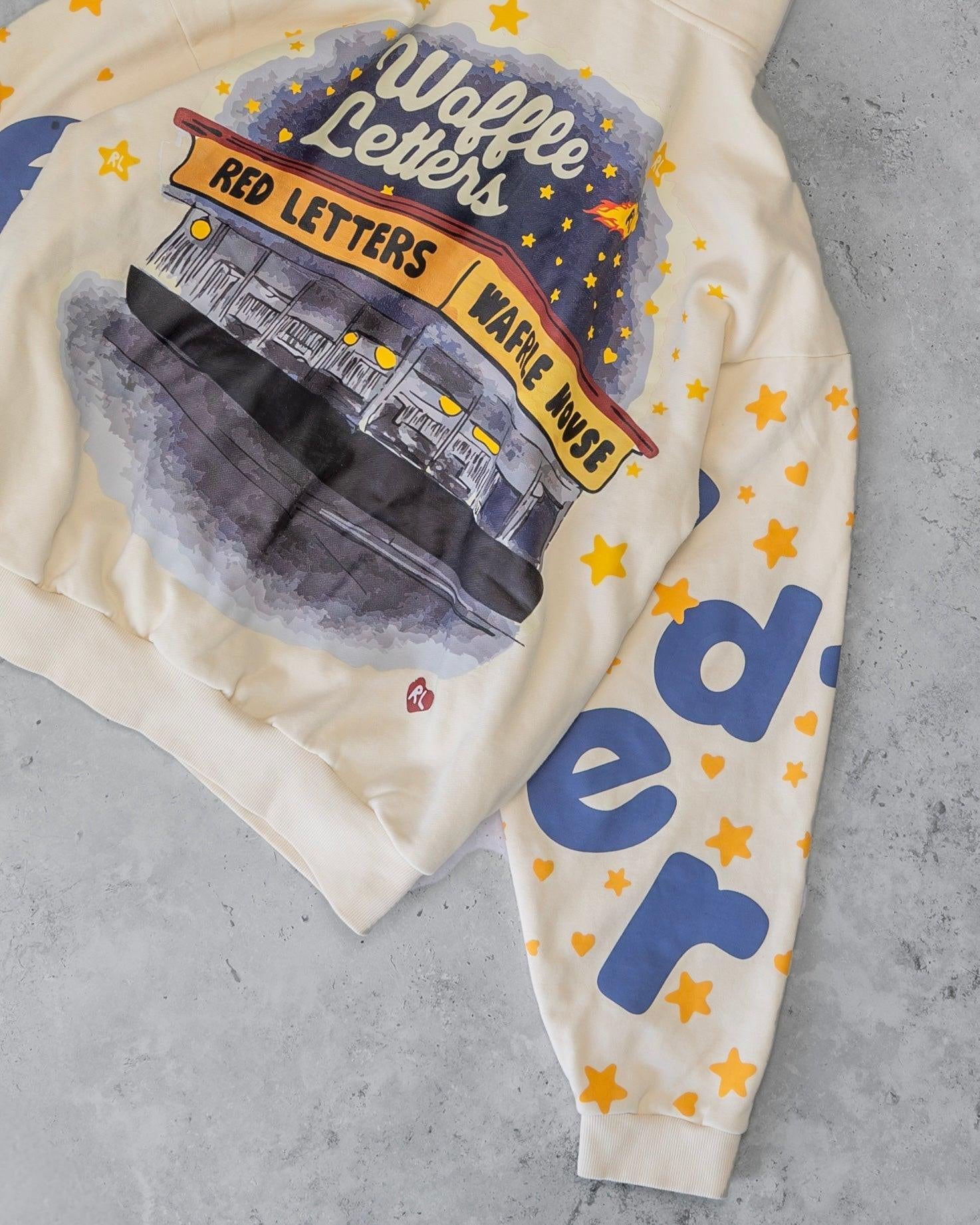 Waffle Stars Scattered Hoodie - Red Letters