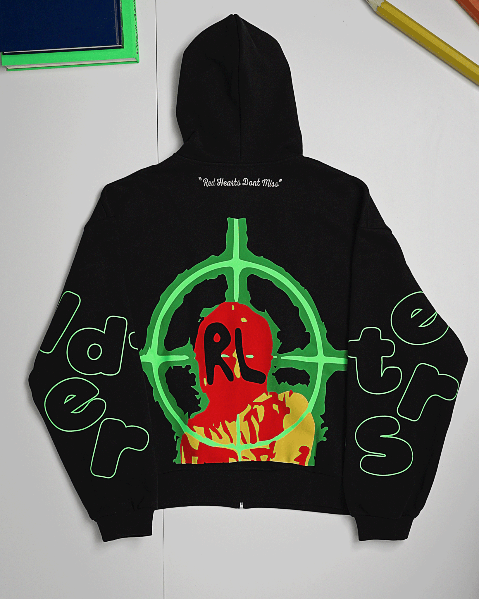 We Don't Miss Scattered Zip Up - Red Letters