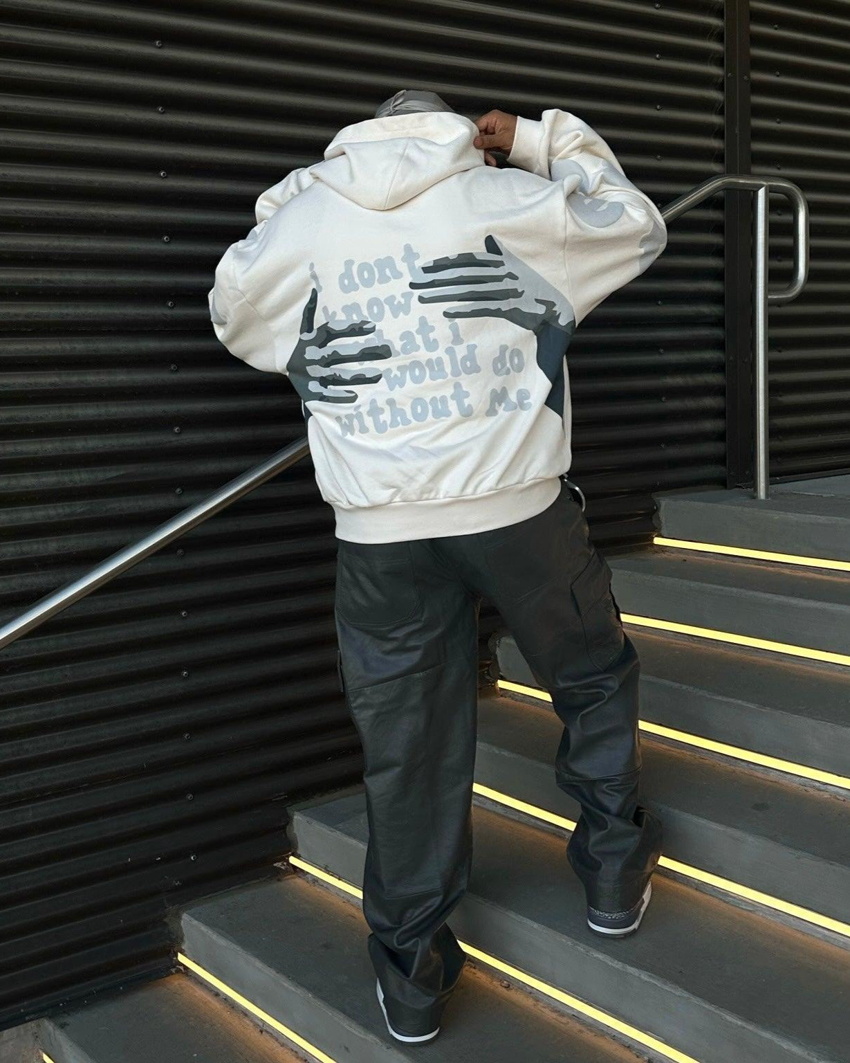 Without Me Scattered Hoodie - Red Letters