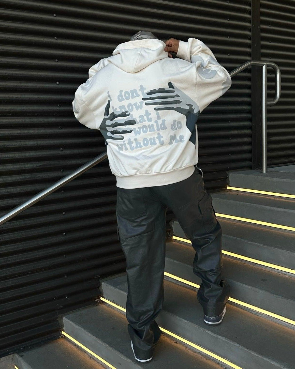 Without Me Scattered Hoodie - Red Letters