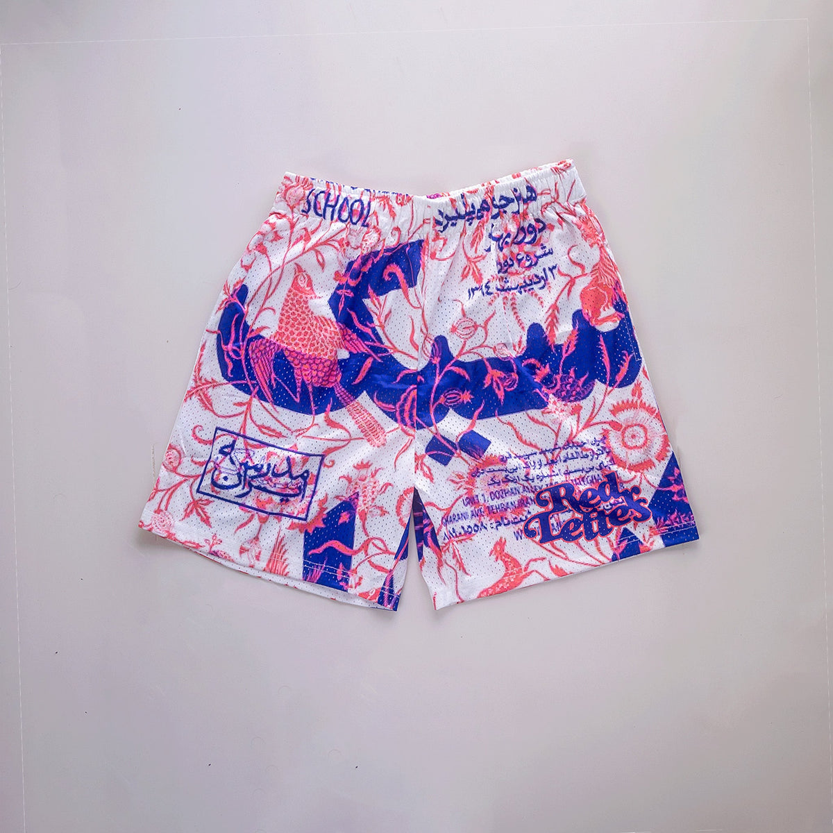 Arabic Floral Mesh Shorts - RED LETTERS