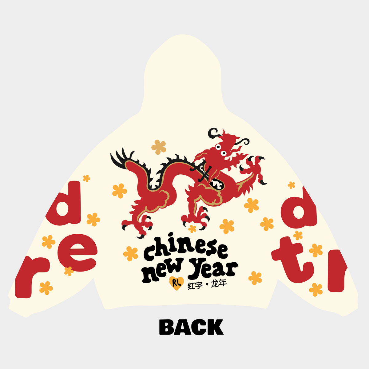 &quot;Chinese New Year&quot; Scattered Hoodie - RED LETTERS