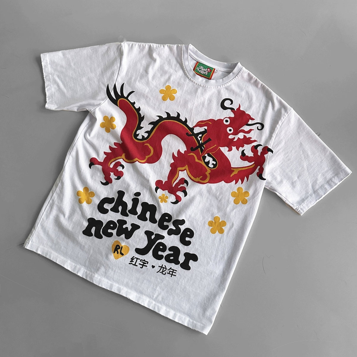 &quot;Chinese New Year&quot; Vintage Tee - White - RED LETTERS