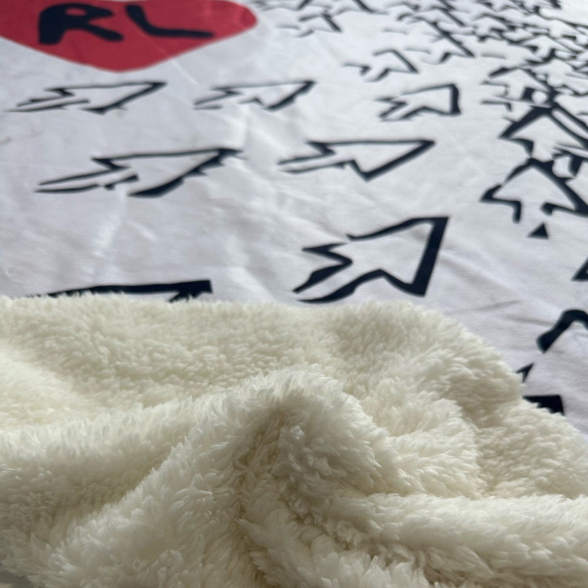 Clicks Sherpa Blanket - White - RED LETTERS