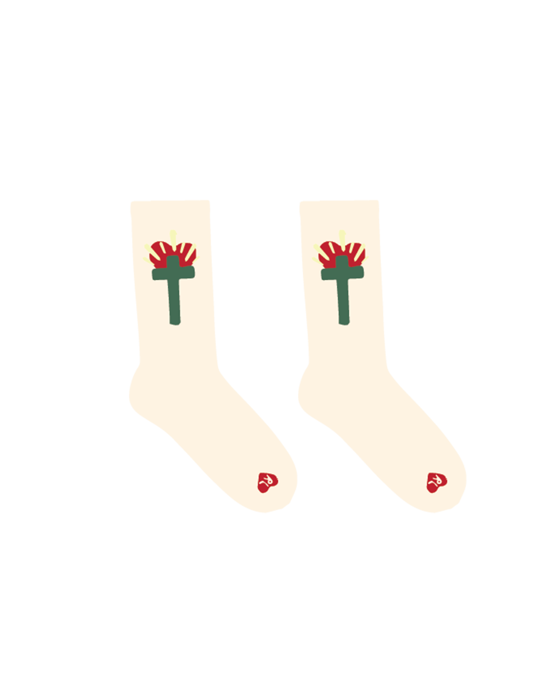 Cross Socks - Cream - RED LETTERS