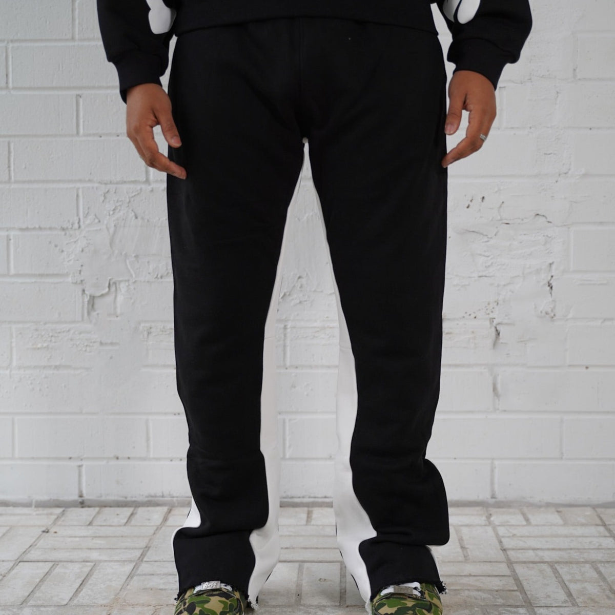 Flare Pant - Black/Off White [500GSM] - RED LETTERS