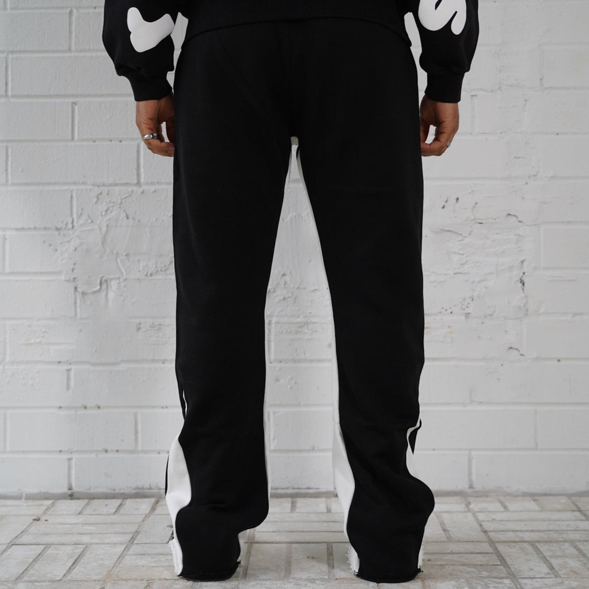 Flare Pant - Black/Off White [500GSM] - RED LETTERS