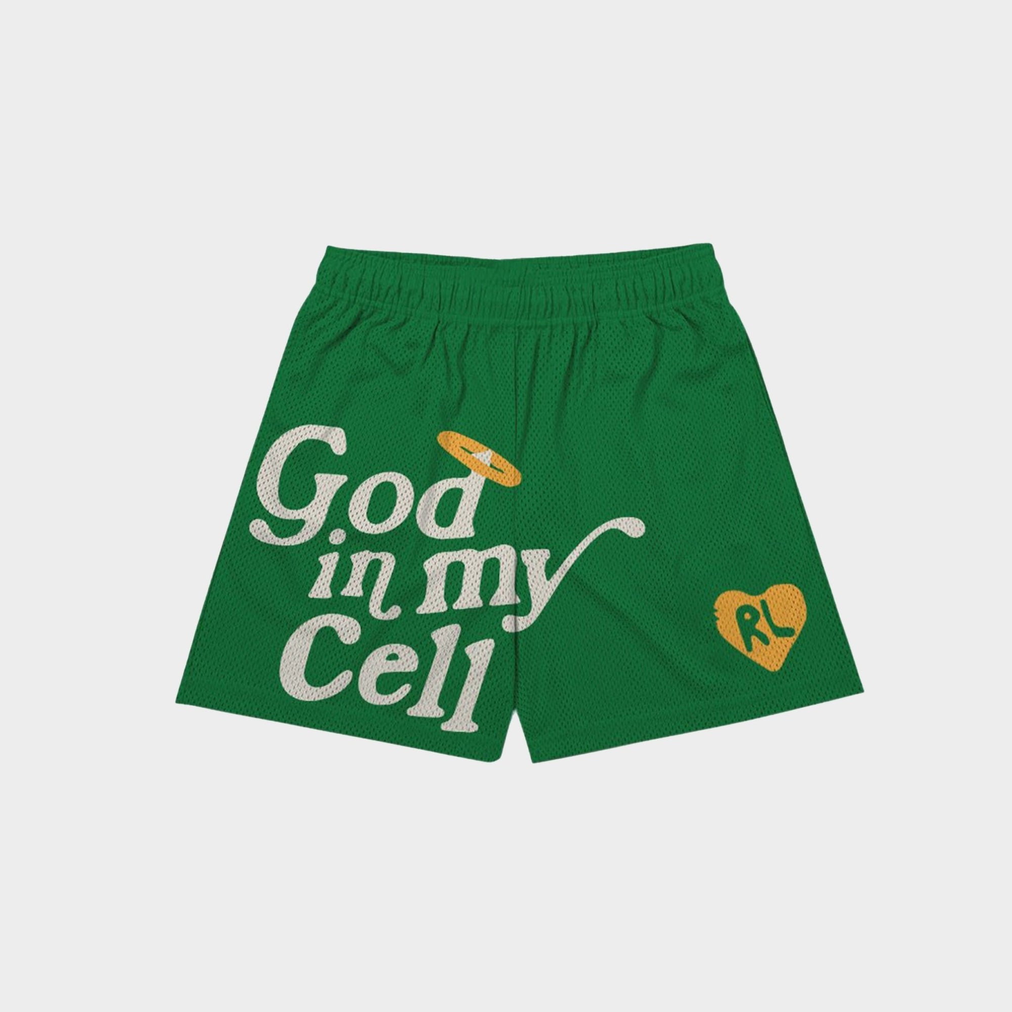 God In My Cell Mesh Shorts - RED LETTERS
