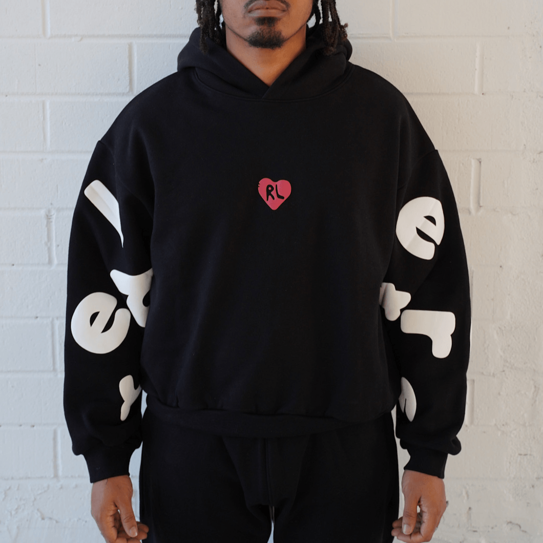 LA Scattered Heavyweight Hoodie [500 GSM] - Black - RED LETTERS