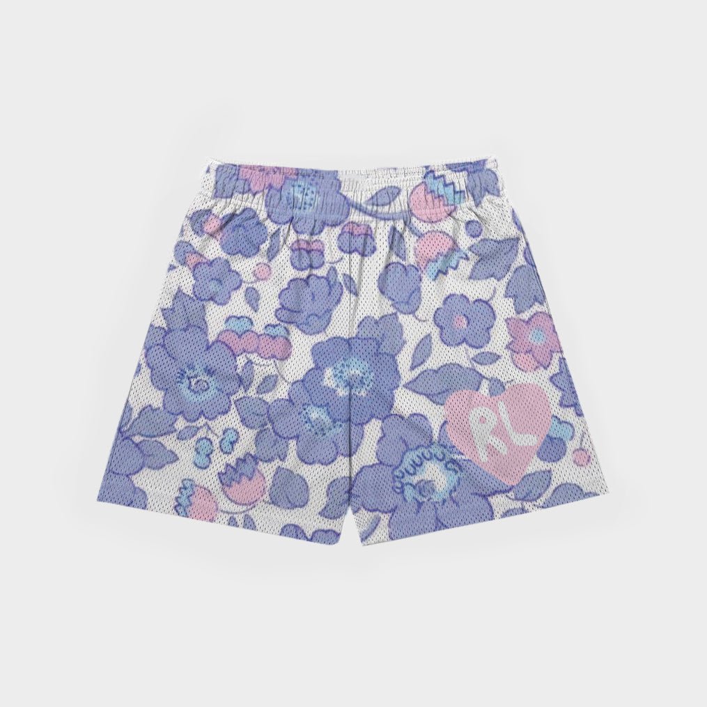 Purple Floral Mesh Shorts - RED LETTERS