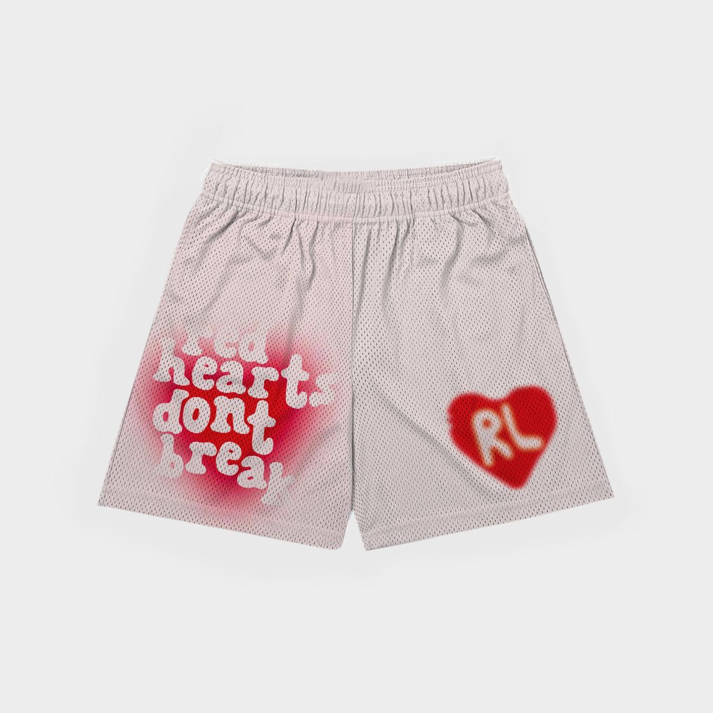 Red Hearts Don&#39;t Break Mesh Shorts - RED LETTERS