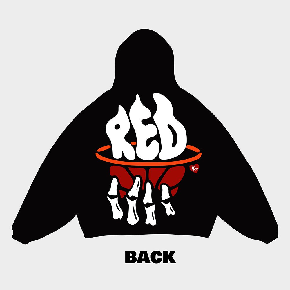 &quot;Red Hoops&quot; Hoodie - Black - RED LETTERS