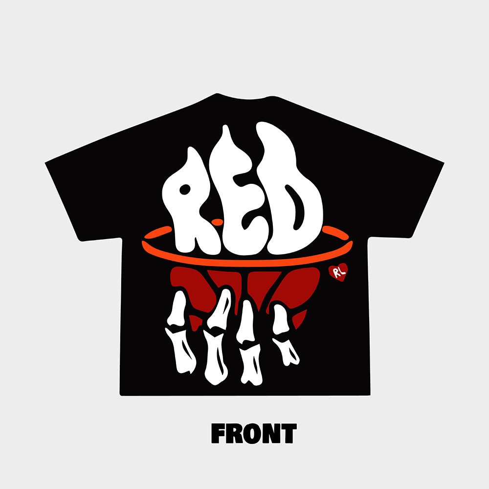 "Red Hoops" Tee - Black - RED LETTERS