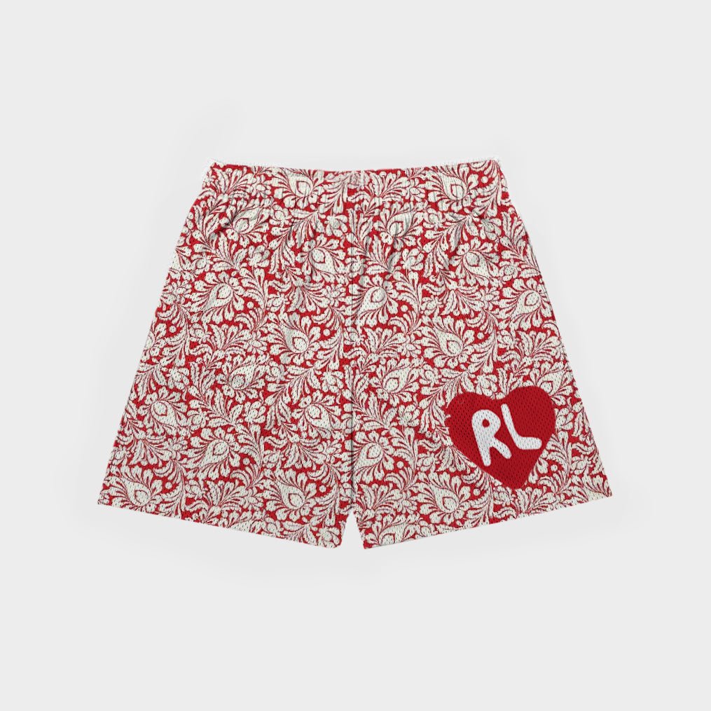 Red Paisley Mesh Shorts - RED LETTERS