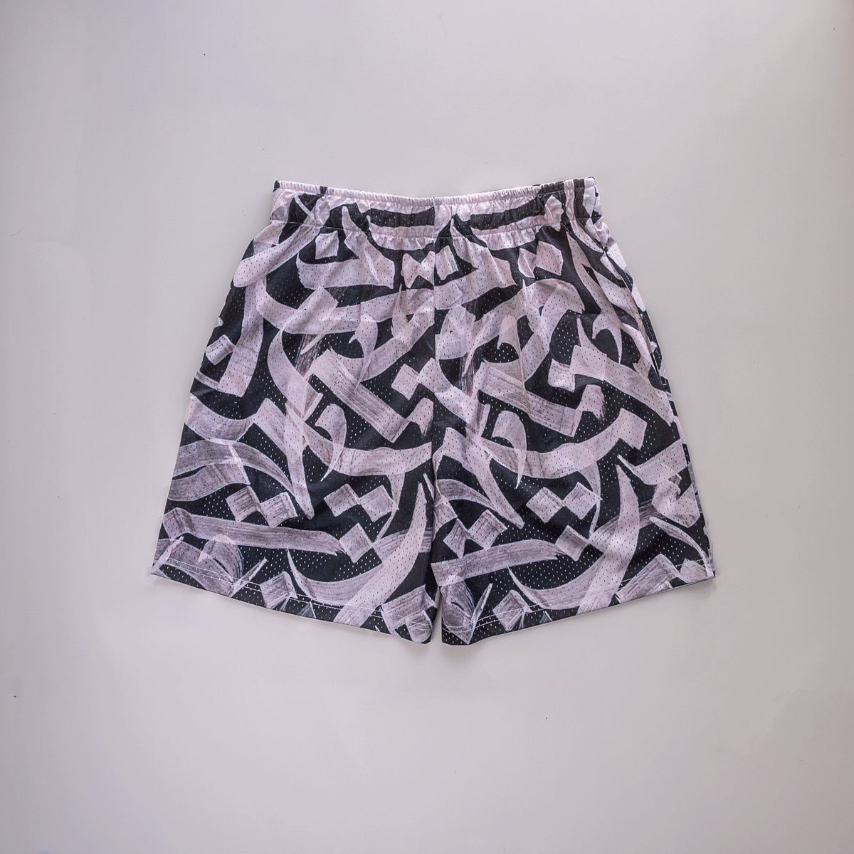 Red Script Mesh Shorts - RED LETTERS
