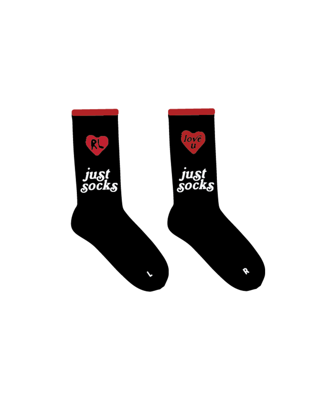 RL Love U Socks - Black - RED LETTERS