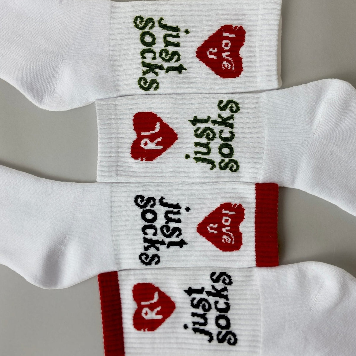 RL Love U Socks - White/Olive - RED LETTERS