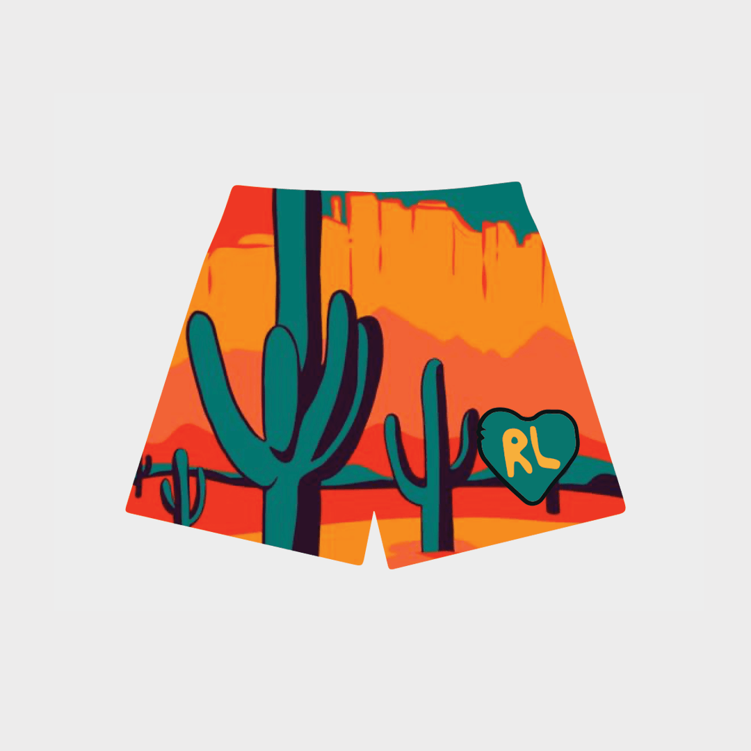 &quot;Sunset Cactus&quot; Mesh Shorts - RED LETTERS