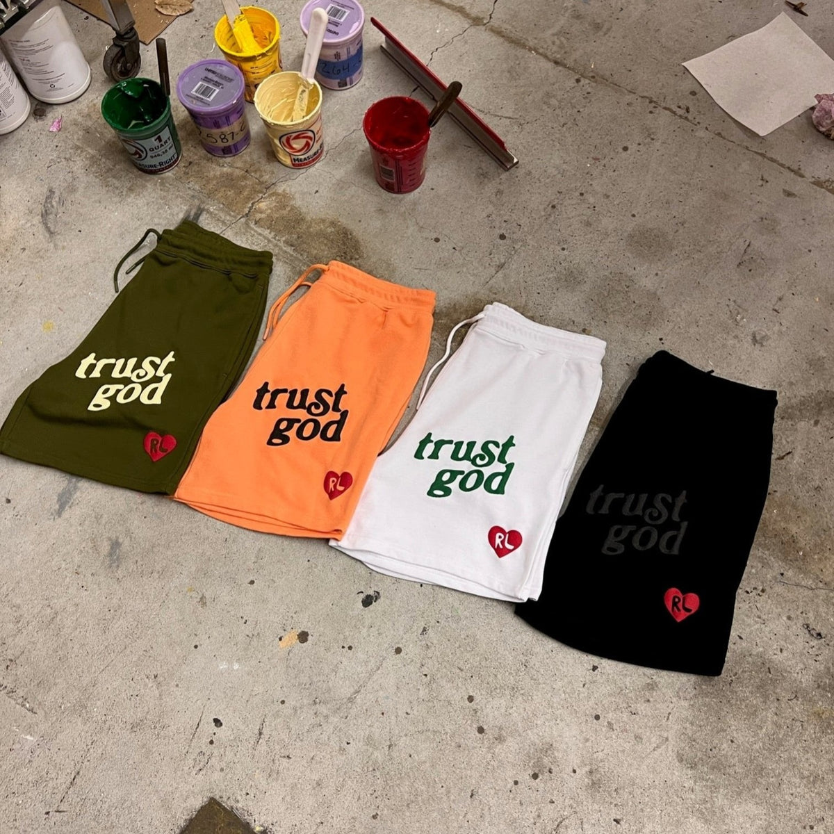 Trust God French Terry Shorts - Peach - RED LETTERS