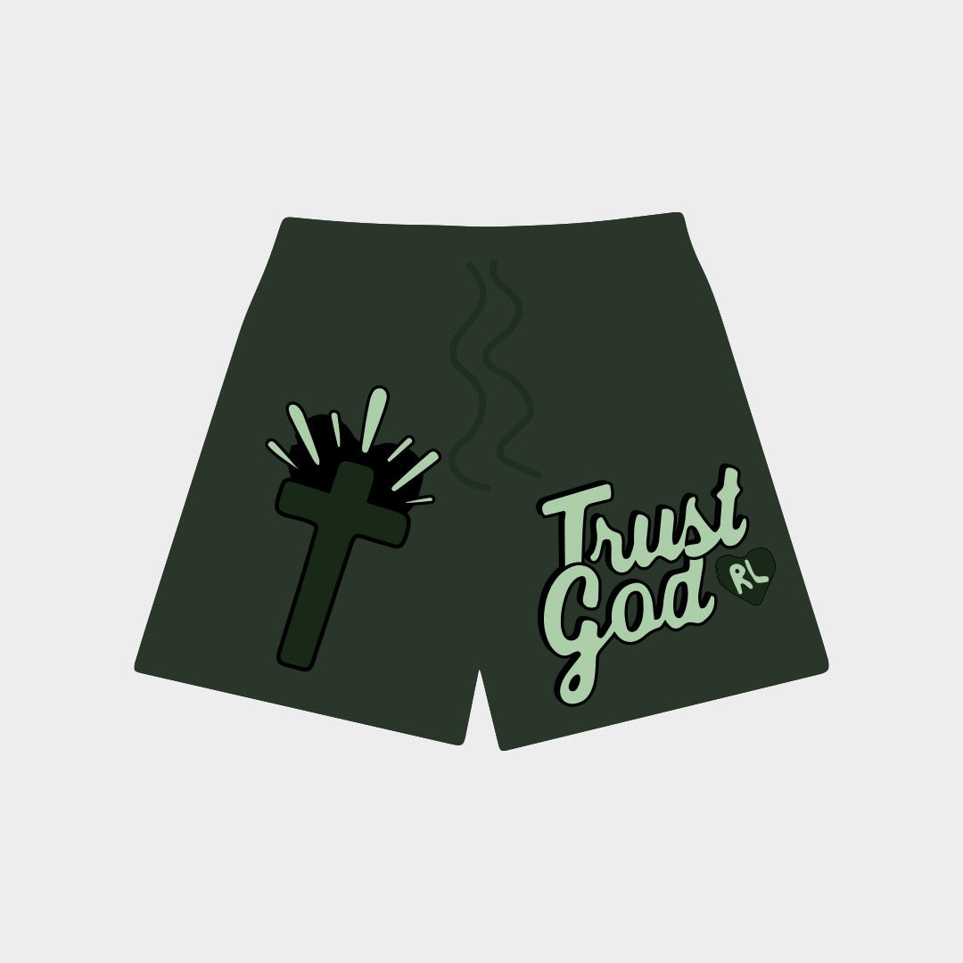 &quot;Trust God&quot; French Terry Sweatshorts - RED LETTERS