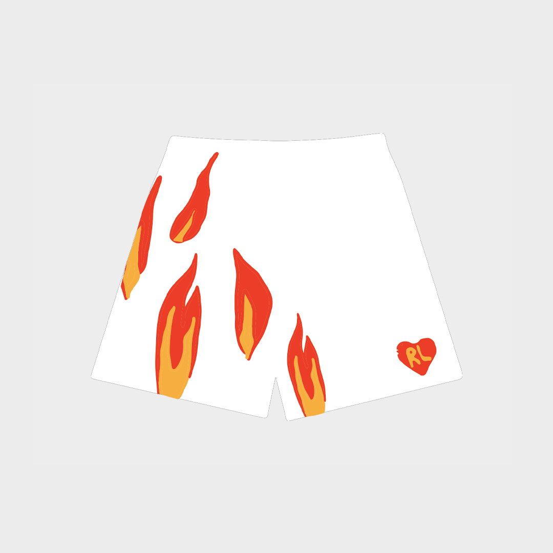 &quot;White Flame&quot; Mesh Shorts - RED LETTERS
